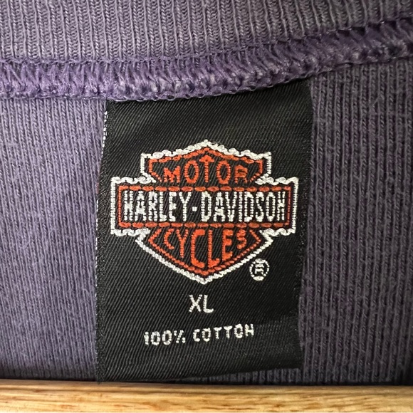 Vintage 1999 Harley Davidson Women's XL Purple Short Sleeve Sweatshirt Santa Fe - Picture 8 of 9